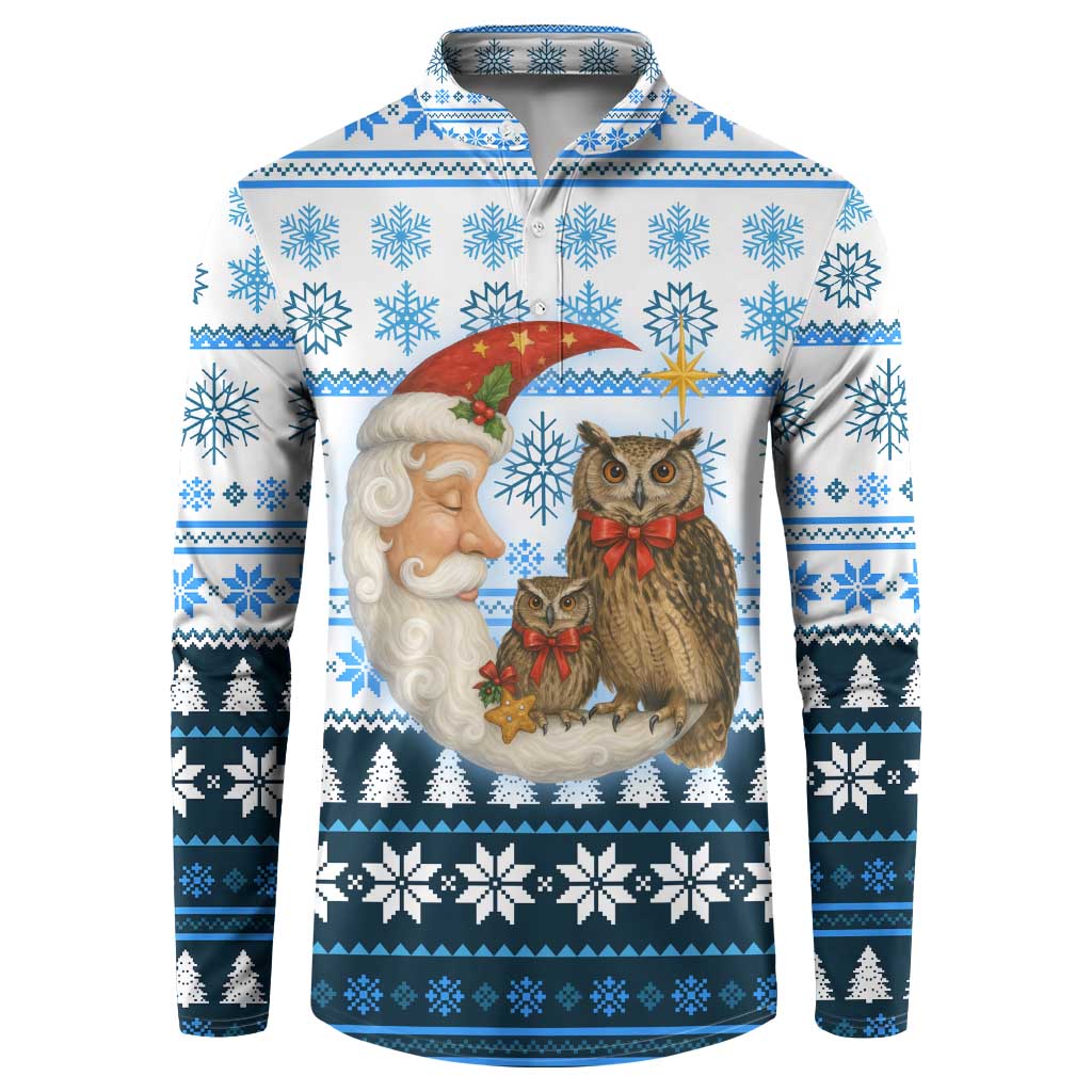 Owl Love Santa Moon Christmas Button Sweatshirt Xmas Holiday Patterns - Wonder Print Shop
