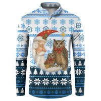 Owl Love Santa Moon Christmas Button Sweatshirt Xmas Holiday Patterns - Wonder Print Shop