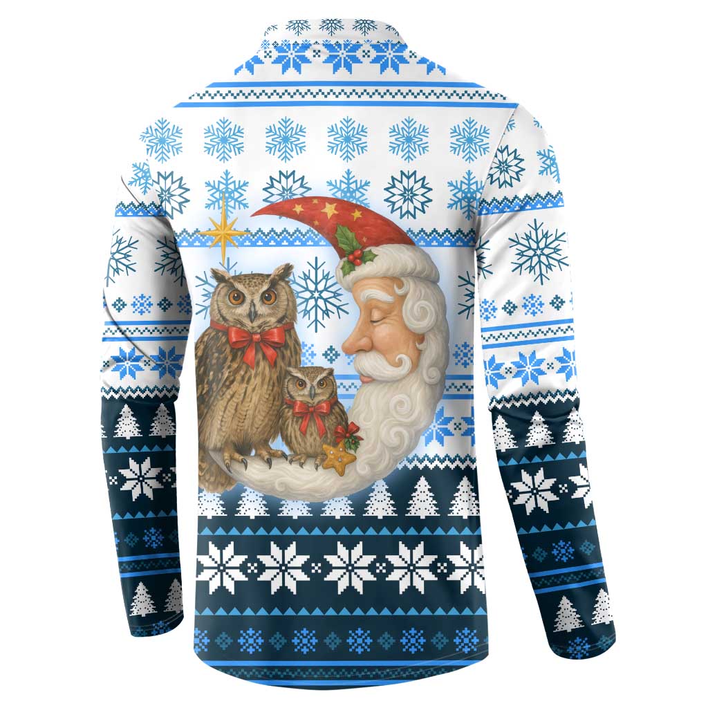 Owl Love Santa Moon Christmas Button Sweatshirt Xmas Holiday Patterns - Wonder Print Shop