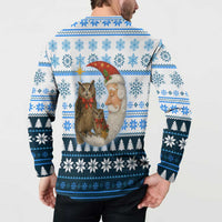Owl Love Santa Moon Christmas Button Sweatshirt Xmas Holiday Patterns - Wonder Print Shop