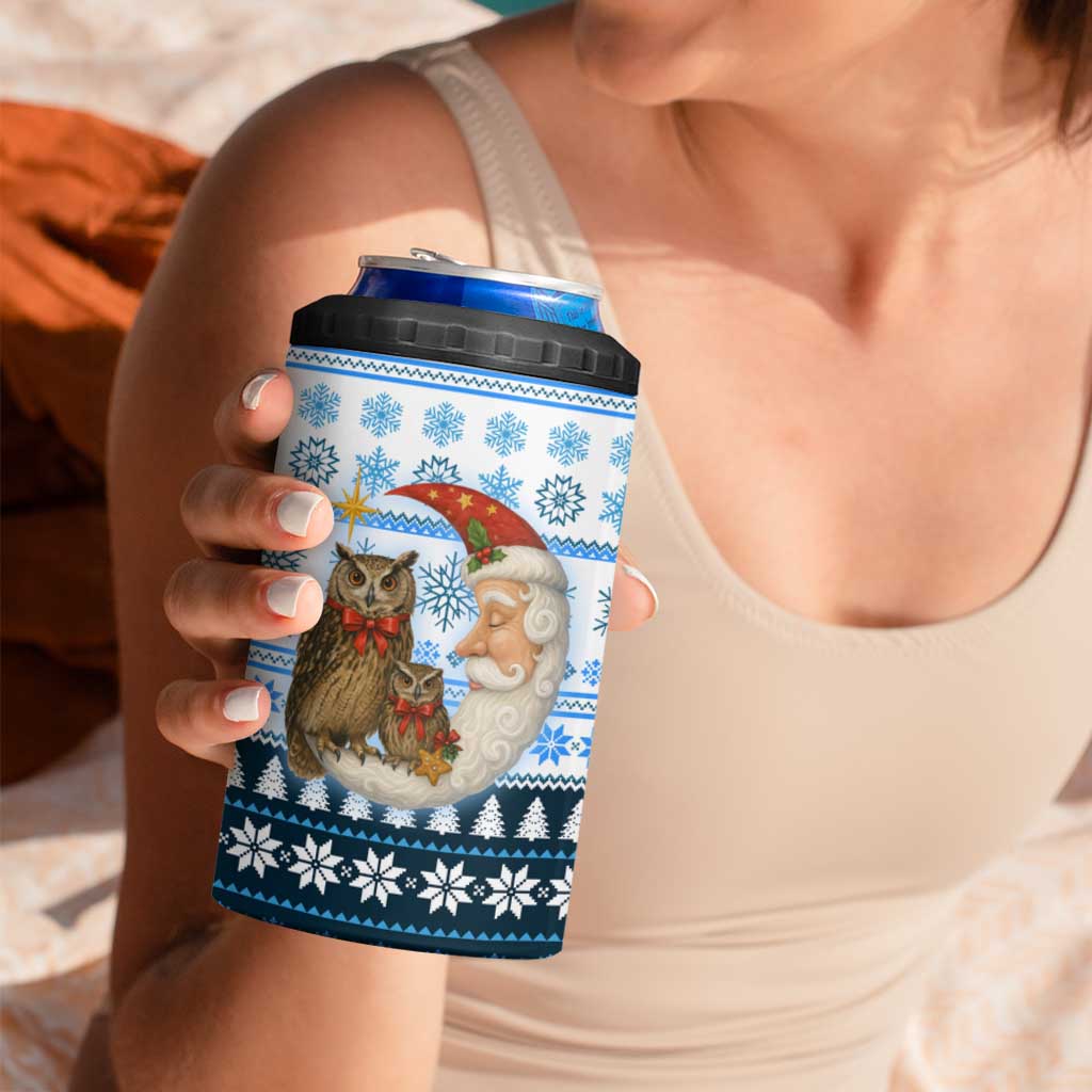 Owl Love Santa Moon Christmas 4 in 1 Can Cooler Tumbler Xmas Holiday Patterns - Wonder Print Shop