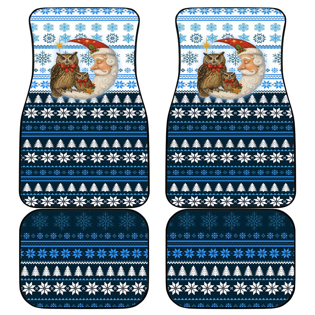Owl Love Santa Moon Christmas Car Mats Xmas Holiday Patterns - Wonder Print Shop