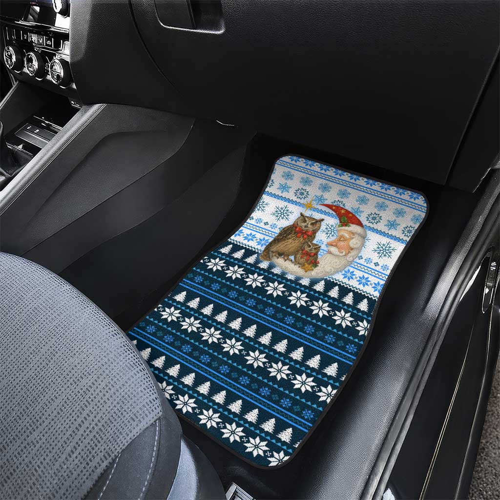 Owl Love Santa Moon Christmas Car Mats Xmas Holiday Patterns - Wonder Print Shop