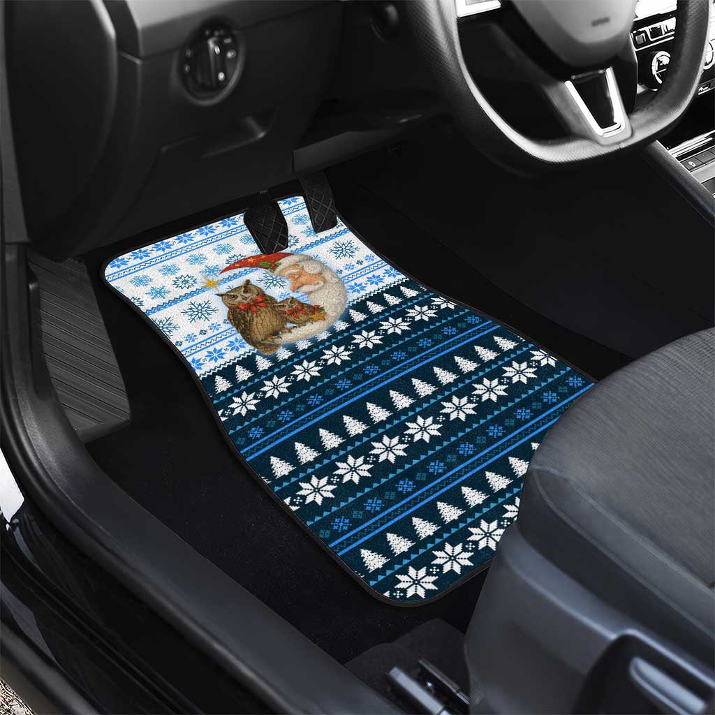Owl Love Santa Moon Christmas Car Mats Xmas Holiday Patterns - Wonder Print Shop