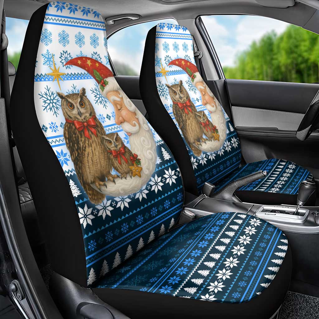 Owl Love Santa Moon Christmas Car Seat Cover Xmas Holiday Patterns - Wonder Print Shop