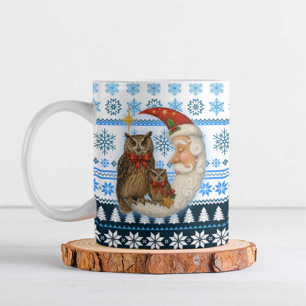 Owl Love Santa Moon Christmas Ceramic Mug Xmas Holiday Patterns - Wonder Print Shop