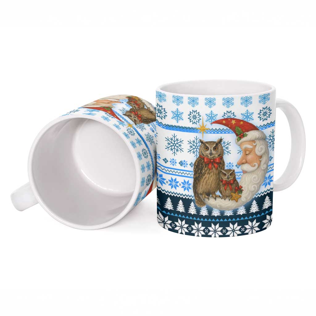Owl Love Santa Moon Christmas Ceramic Mug Xmas Holiday Patterns - Wonder Print Shop