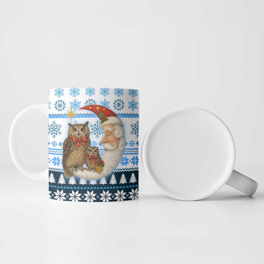 Owl Love Santa Moon Christmas Ceramic Mug Xmas Holiday Patterns - Wonder Print Shop