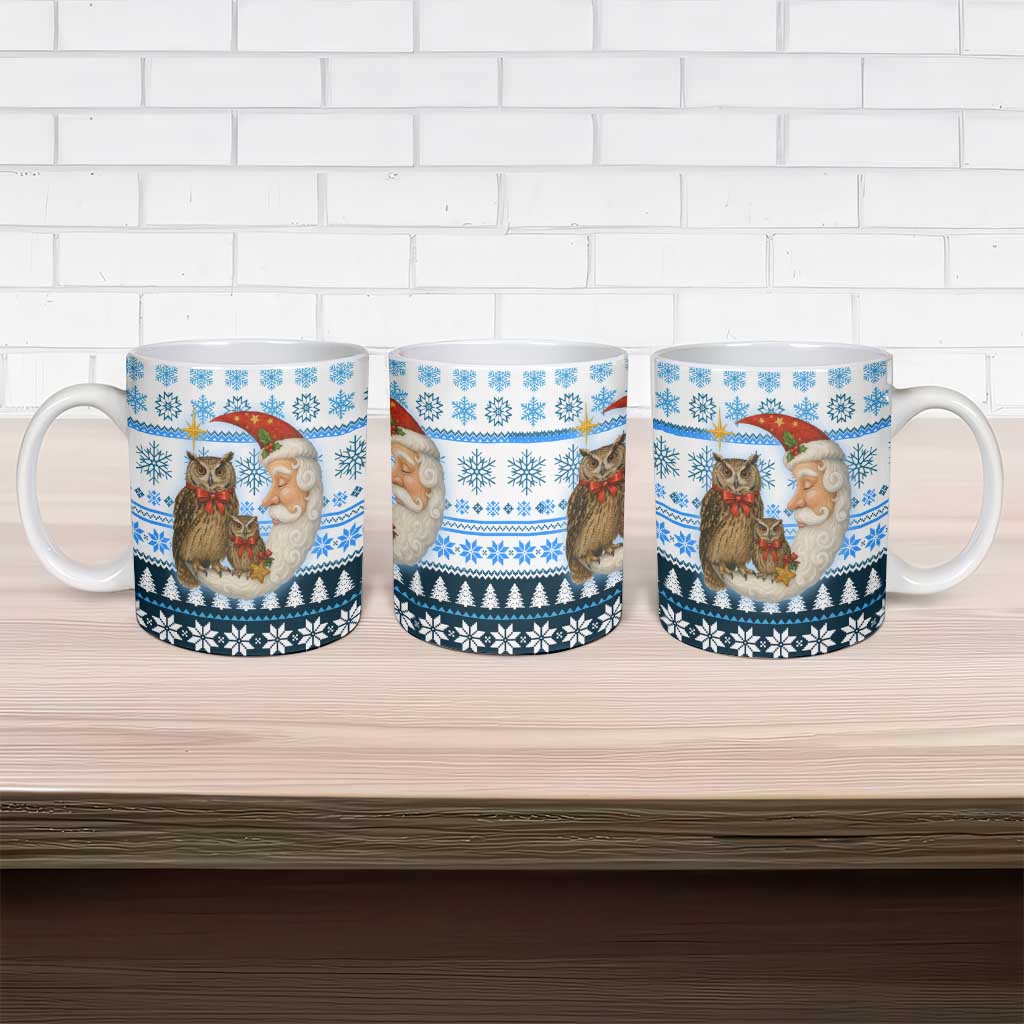 Owl Love Santa Moon Christmas Ceramic Mug Xmas Holiday Patterns - Wonder Print Shop