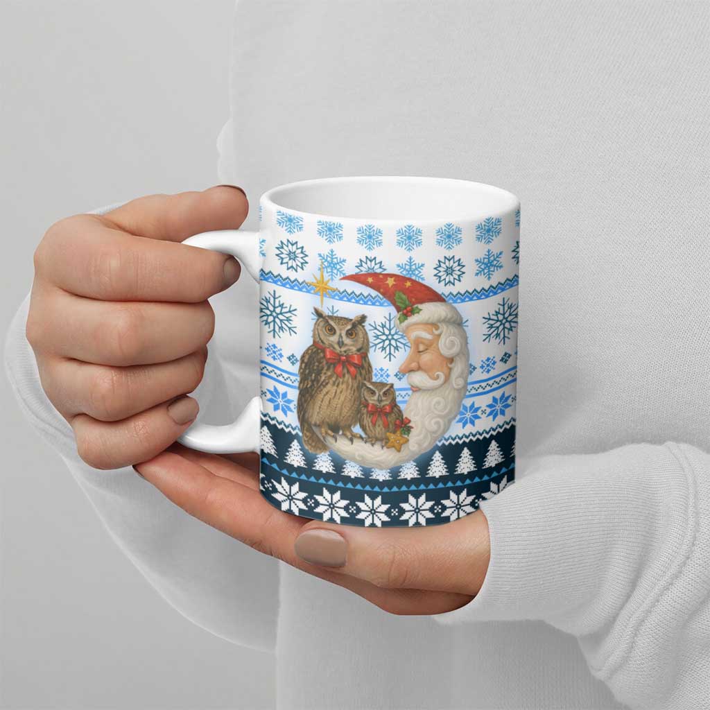 Owl Love Santa Moon Christmas Ceramic Mug Xmas Holiday Patterns - Wonder Print Shop