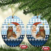 Owl Love Santa Moon Christmas Ceramic Ornament Xmas Holiday Patterns - Wonder Print Shop