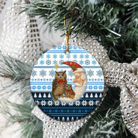 Owl Love Santa Moon Christmas Ceramic Ornament Xmas Holiday Patterns - Wonder Print Shop