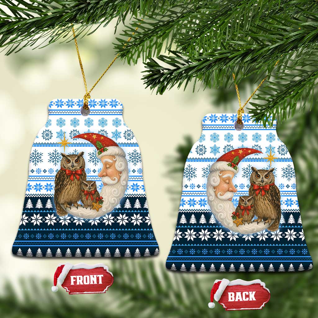 Owl Love Santa Moon Christmas Ceramic Ornament Xmas Holiday Patterns - Wonder Print Shop