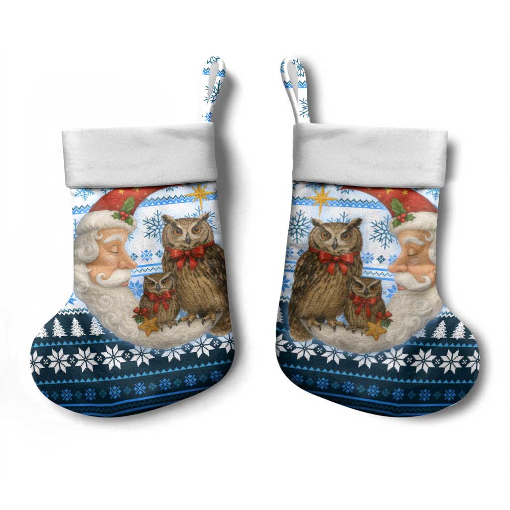 Owl Love Santa Moon Christmas Stocking Xmas Holiday Patterns - Wonder Print Shop