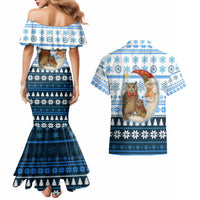Owl Love Santa Moon Christmas Couples Matching Mermaid Dress and Hawaiian Shirt Xmas Holiday Patterns - Wonder Print Shop