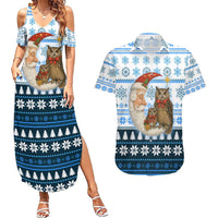 Owl Love Santa Moon Christmas Couples Matching Summer Maxi Dress and Hawaiian Shirt Xmas Holiday Patterns - Wonder Print Shop