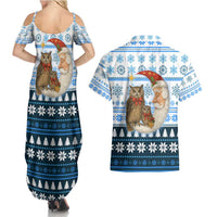 Owl Love Santa Moon Christmas Couples Matching Summer Maxi Dress and Hawaiian Shirt Xmas Holiday Patterns - Wonder Print Shop