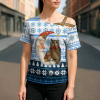 Owl Love Santa Moon Christmas Cross Shoulder Shirt Xmas Holiday Patterns - Wonder Print Shop