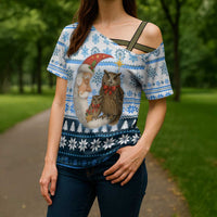Owl Love Santa Moon Christmas Cross Shoulder Shirt Xmas Holiday Patterns - Wonder Print Shop