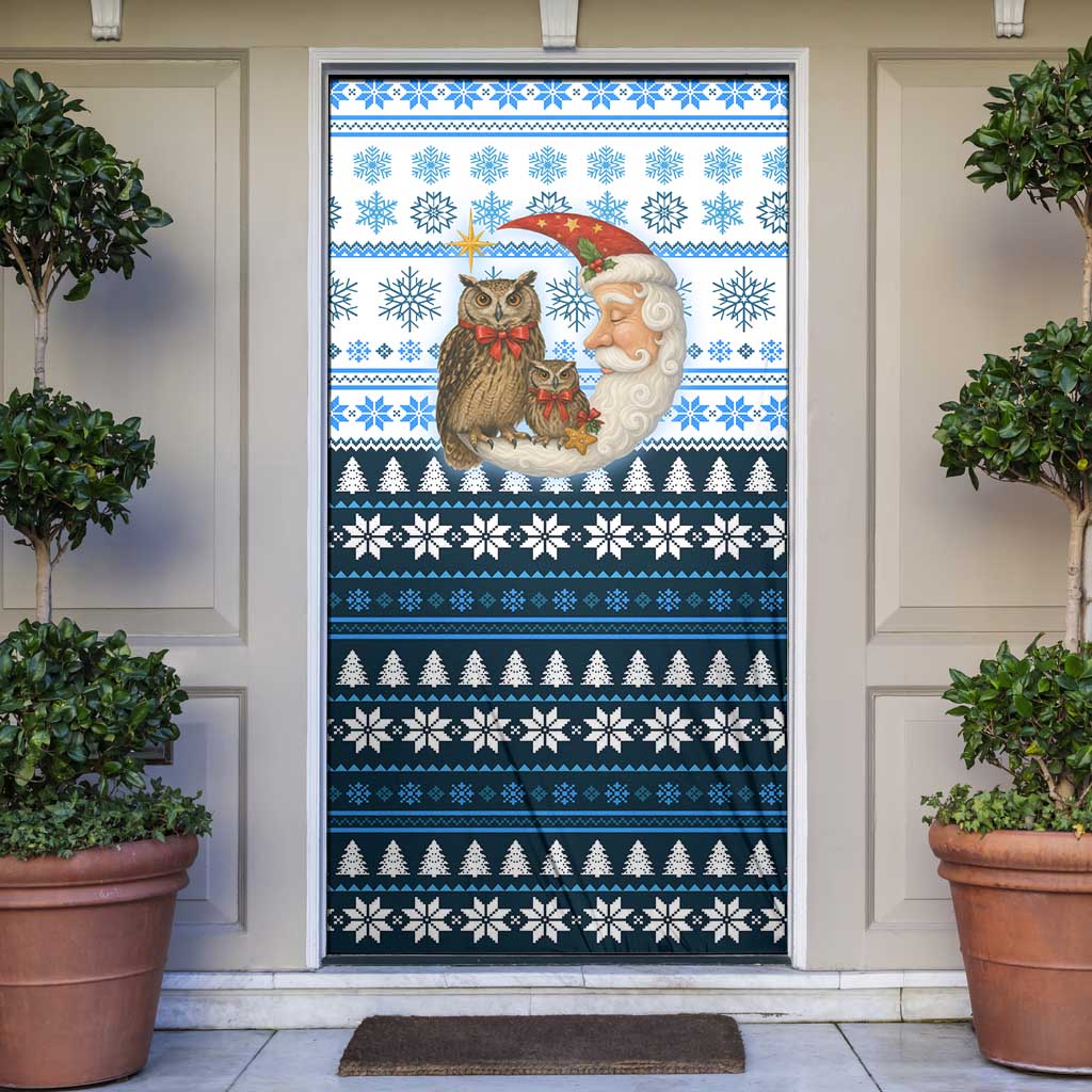 Owl Love Santa Moon Christmas Door Cover Xmas Holiday Patterns - Wonder Print Shop