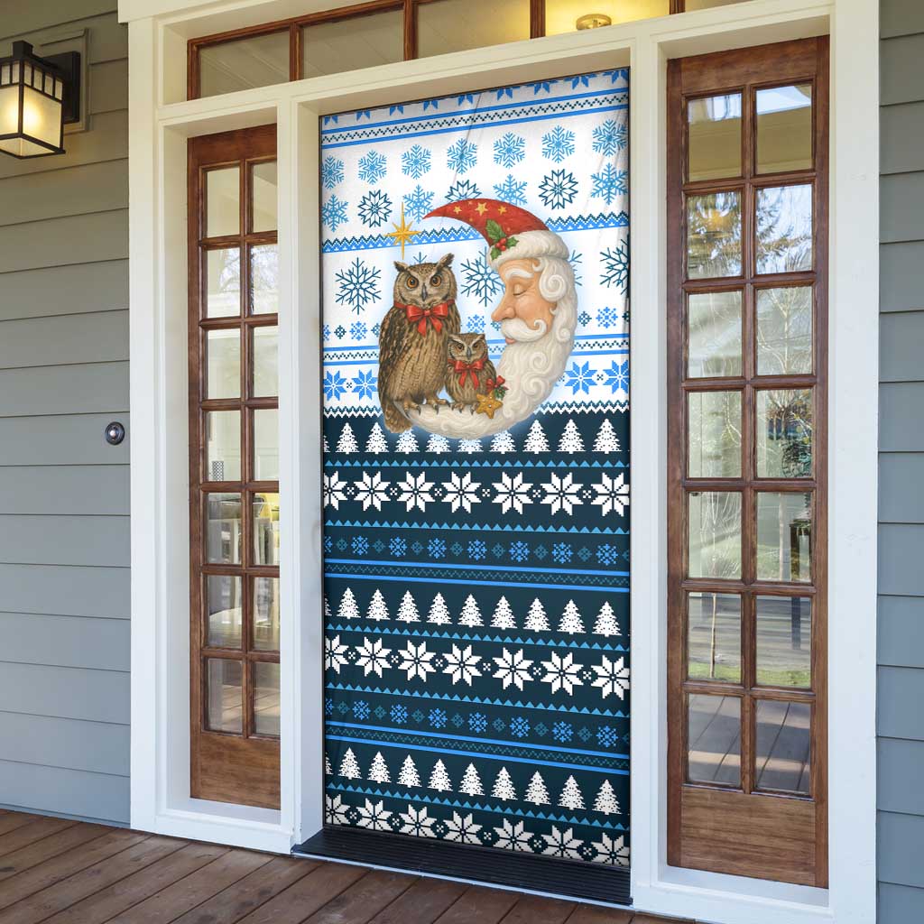 Owl Love Santa Moon Christmas Door Cover Xmas Holiday Patterns - Wonder Print Shop