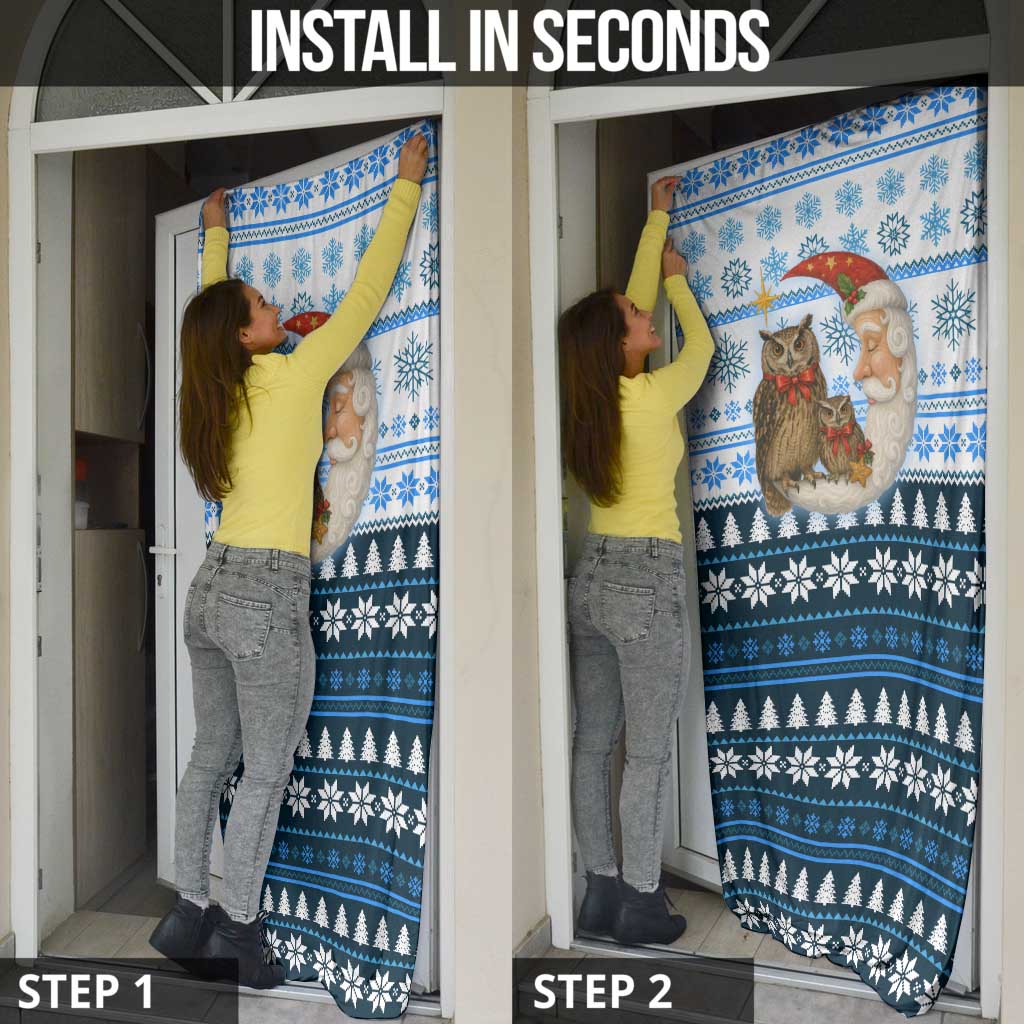 Owl Love Santa Moon Christmas Door Cover Xmas Holiday Patterns - Wonder Print Shop