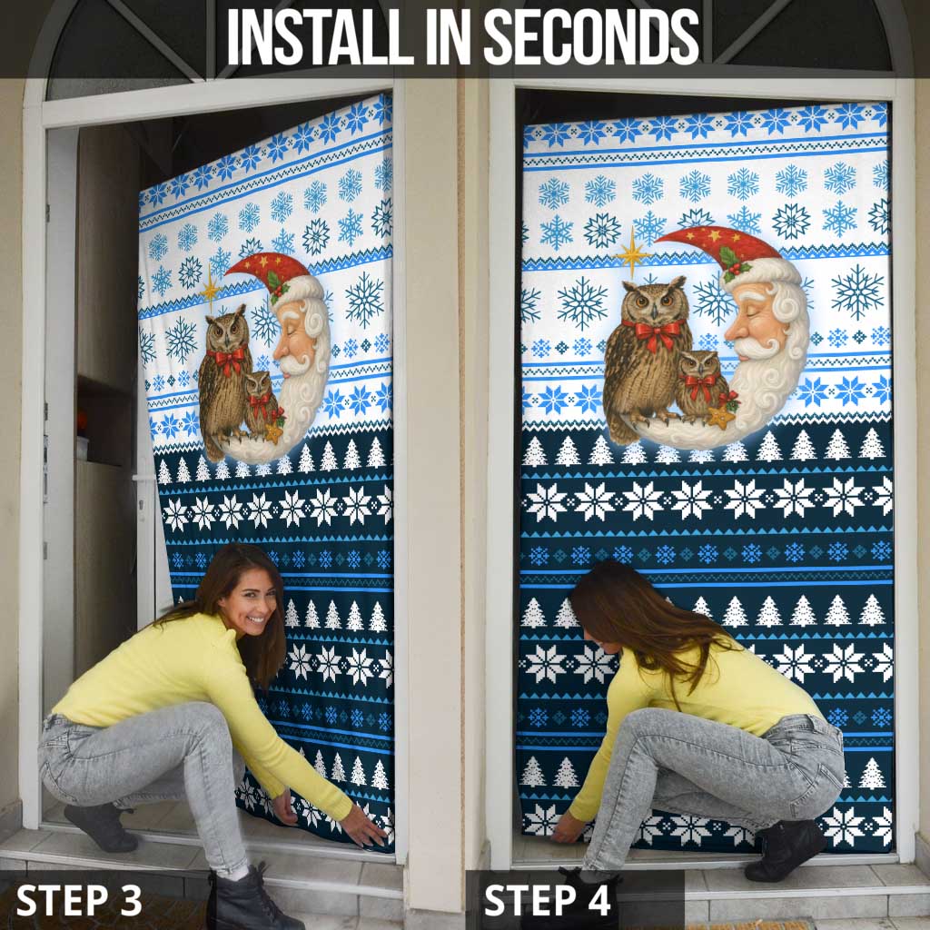 Owl Love Santa Moon Christmas Door Cover Xmas Holiday Patterns - Wonder Print Shop