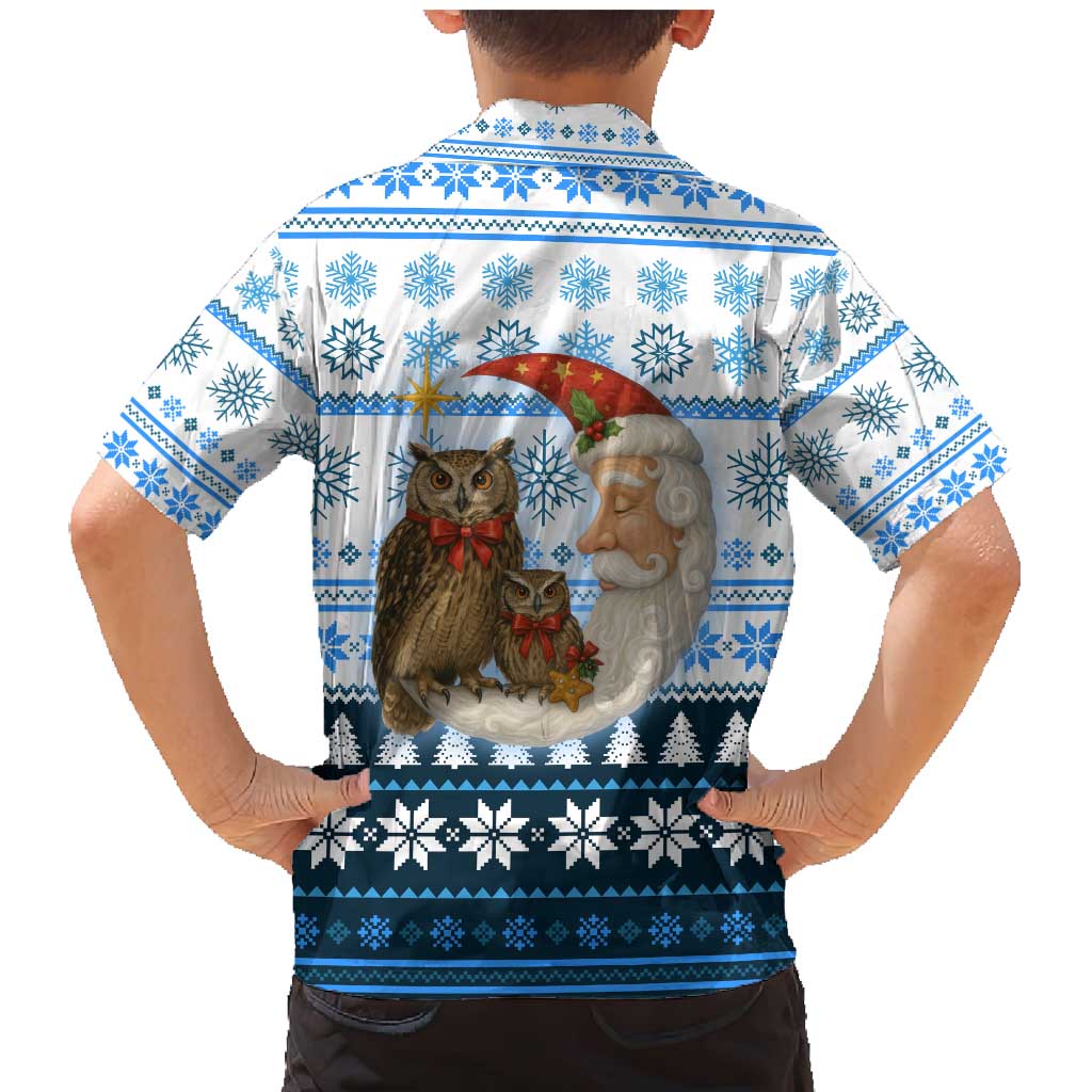 Owl Love Santa Moon Christmas Family Matching Mermaid Dress and Hawaiian Shirt Xmas Holiday Patterns - Wonder Print Shop
