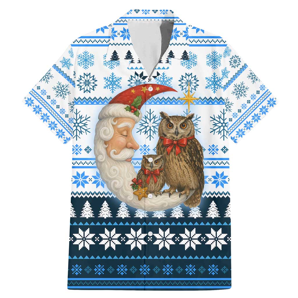 Owl Love Santa Moon Christmas Family Matching Mermaid Dress and Hawaiian Shirt Xmas Holiday Patterns - Wonder Print Shop