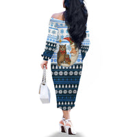 Owl Love Santa Moon Christmas Family Matching Off The Shoulder Long Sleeve Dress and Hawaiian Shirt Xmas Holiday Patterns - Wonder Print Shop
