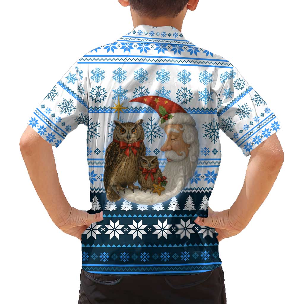 Owl Love Santa Moon Christmas Family Matching Off Shoulder Maxi Dress and Hawaiian Shirt Xmas Holiday Patterns - Wonder Print Shop