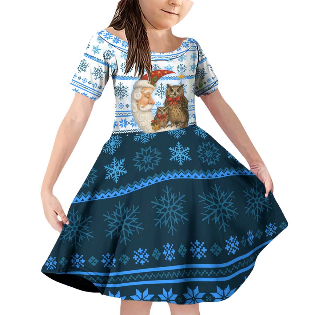 Owl Love Santa Moon Christmas Family Matching Off Shoulder Short Dress and Hawaiian Shirt Xmas Holiday Patterns - Wonder Print Shop