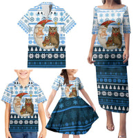 Owl Love Santa Moon Christmas Family Matching Puletasi and Hawaiian Shirt Xmas Holiday Patterns - Wonder Print Shop