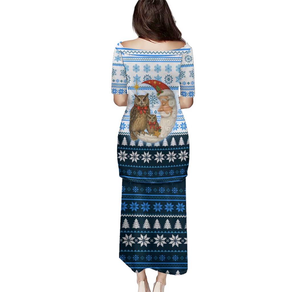 Owl Love Santa Moon Christmas Family Matching Puletasi and Hawaiian Shirt Xmas Holiday Patterns - Wonder Print Shop