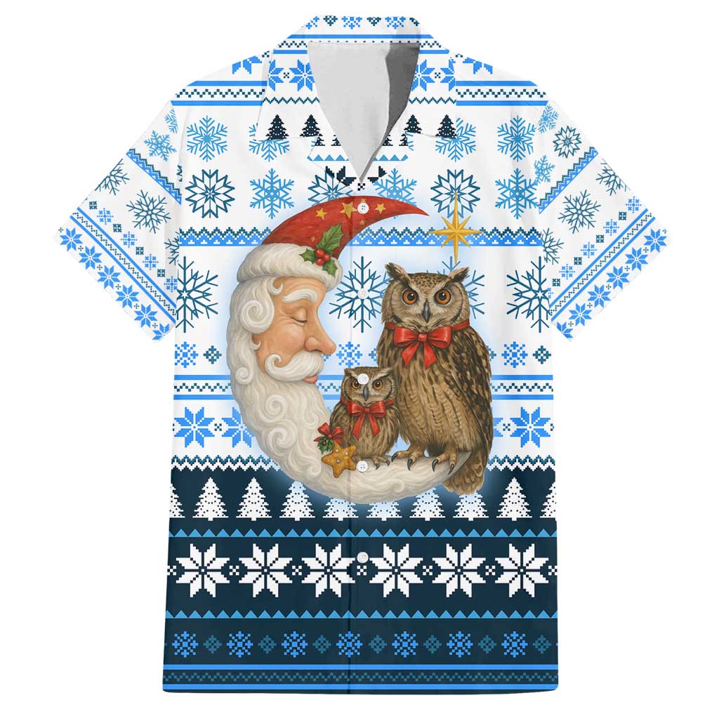 Owl Love Santa Moon Christmas Family Matching Summer Maxi Dress and Hawaiian Shirt Xmas Holiday Patterns - Wonder Print Shop