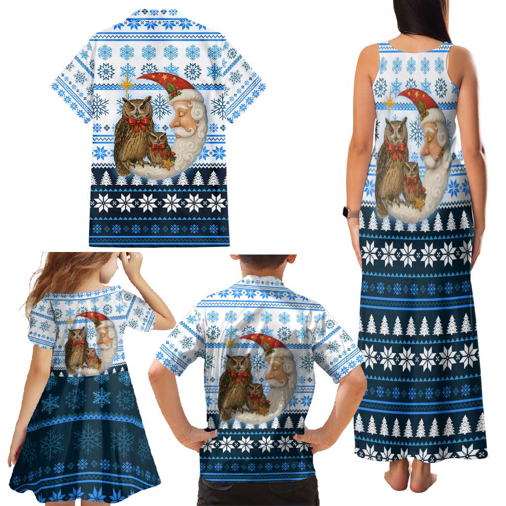 Owl Love Santa Moon Christmas Family Matching Tank Maxi Dress and Hawaiian Shirt Xmas Holiday Patterns - Wonder Print Shop