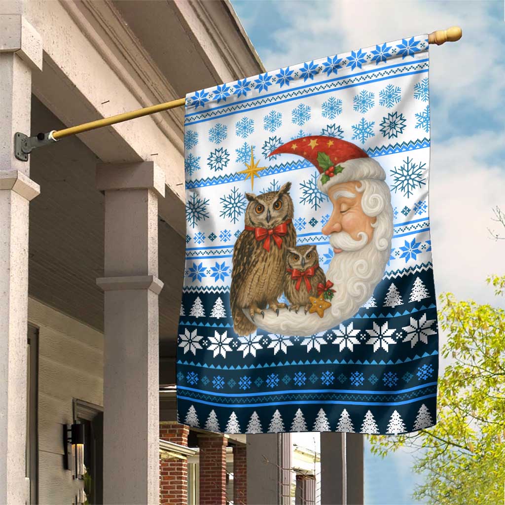 Owl Love Santa Moon Christmas Garden Flag Xmas Holiday Patterns - Wonder Print Shop
