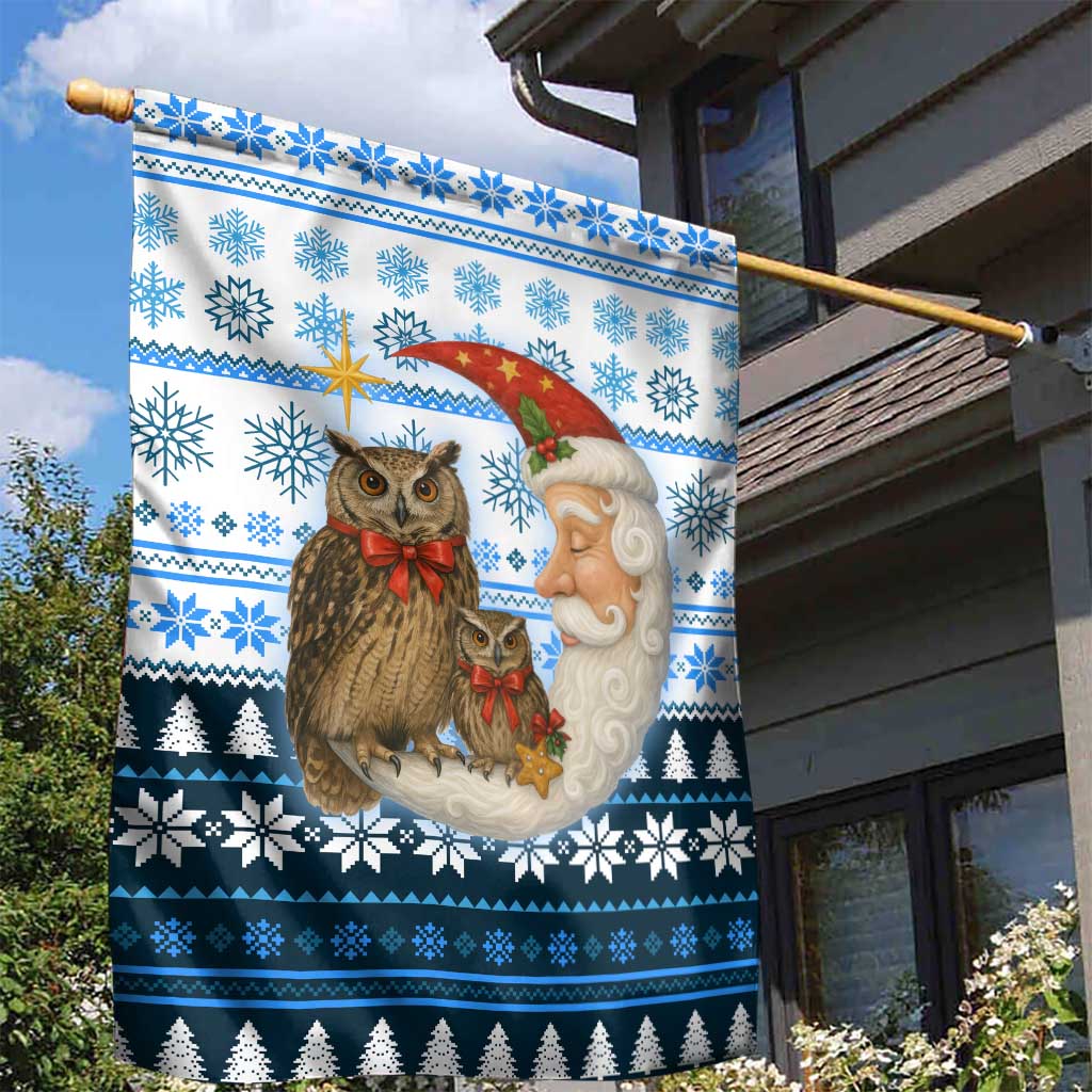 Owl Love Santa Moon Christmas Garden Flag Xmas Holiday Patterns - Wonder Print Shop
