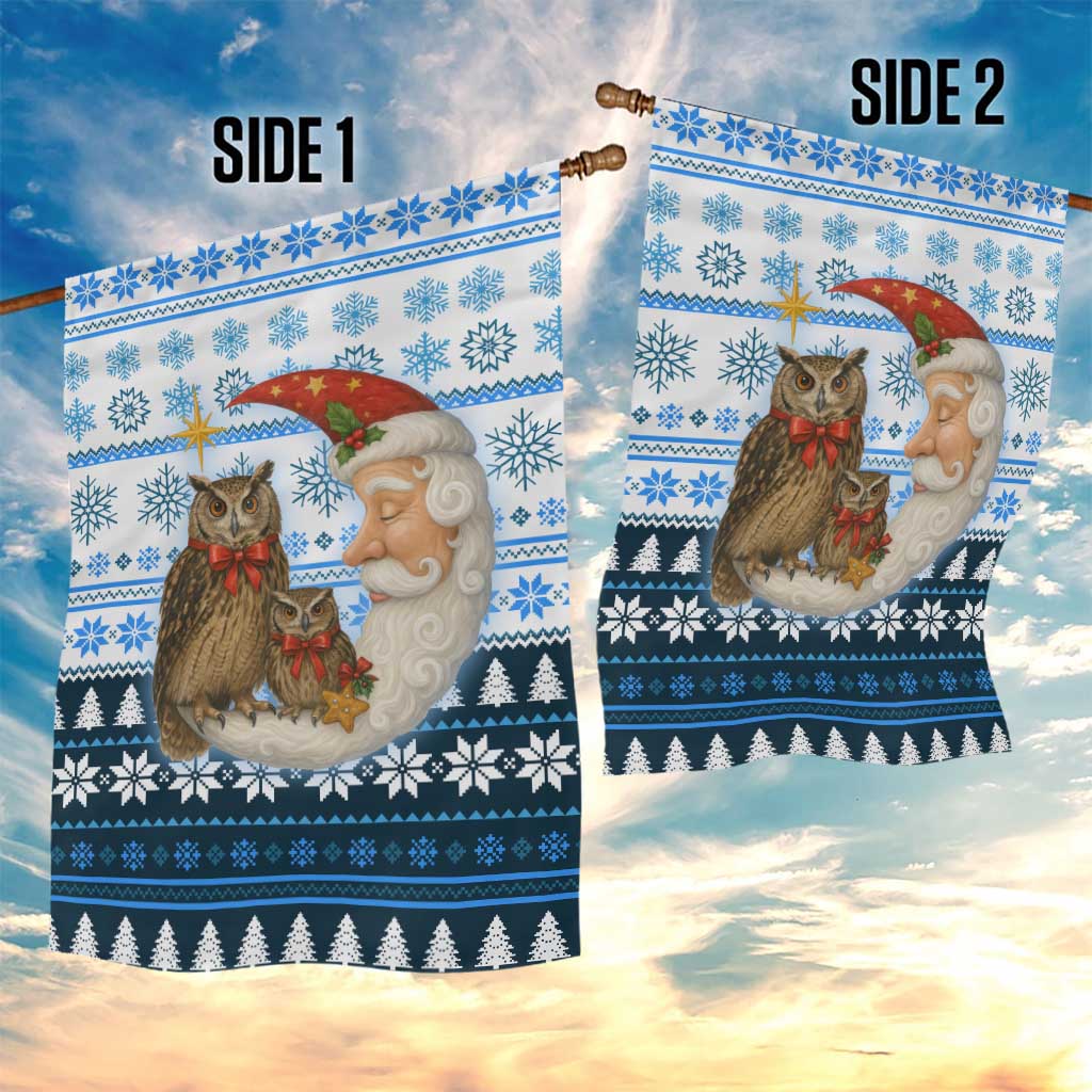 Owl Love Santa Moon Christmas Garden Flag Xmas Holiday Patterns - Wonder Print Shop