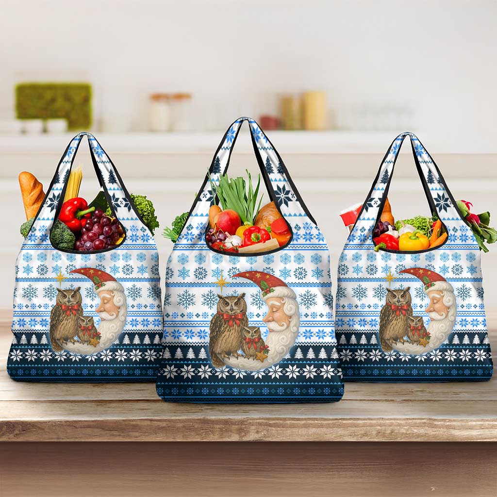 Owl Love Santa Moon Christmas Grocery Bag Xmas Holiday Patterns - Wonder Print Shop