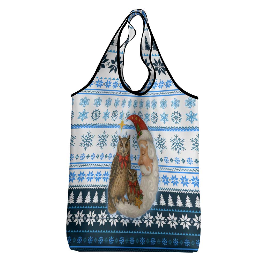 Owl Love Santa Moon Christmas Grocery Bag Xmas Holiday Patterns - Wonder Print Shop