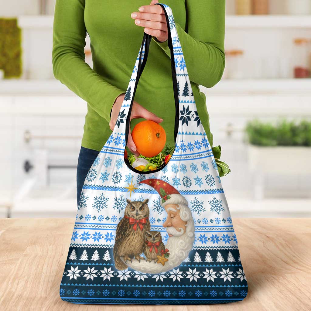 Owl Love Santa Moon Christmas Grocery Bag Xmas Holiday Patterns - Wonder Print Shop
