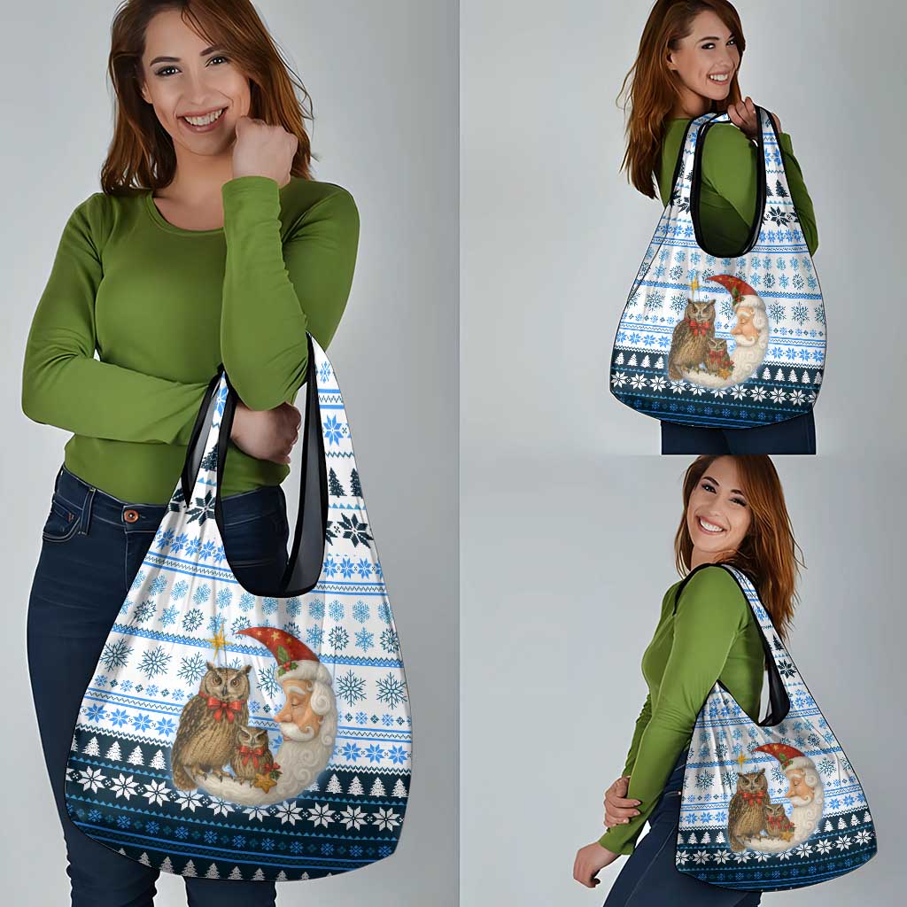 Owl Love Santa Moon Christmas Grocery Bag Xmas Holiday Patterns - Wonder Print Shop