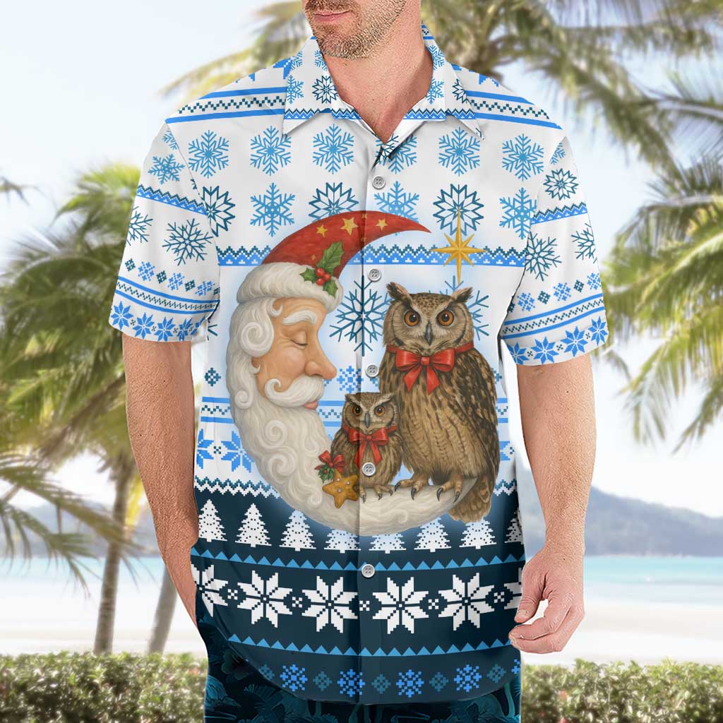 Owl Love Santa Moon Christmas Hawaiian Shirt Xmas Holiday Patterns - Wonder Print Shop