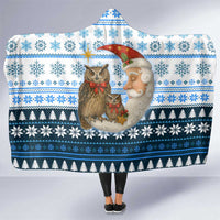 Owl Love Santa Moon Christmas Hooded Blanket Xmas Holiday Patterns - Wonder Print Shop