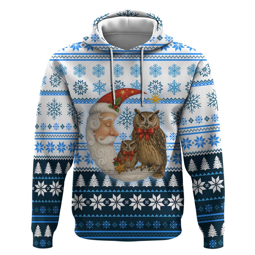 Owl Love Santa Moon Christmas Hoodie Xmas Holiday Patterns - Wonder Print Shop