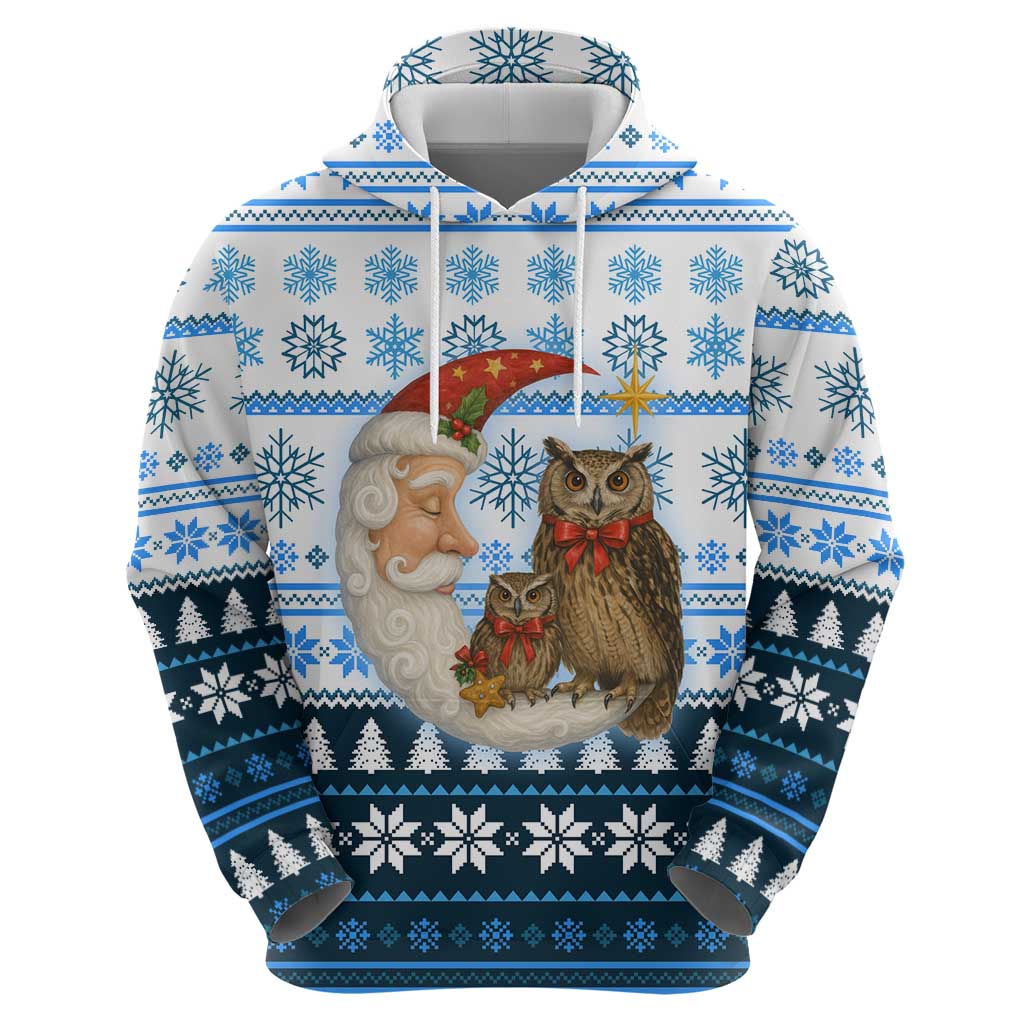 Owl Love Santa Moon Christmas Hoodie Xmas Holiday Patterns - Wonder Print Shop
