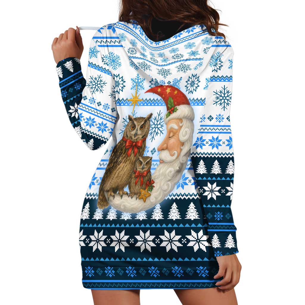 Owl Love Santa Moon Christmas Hoodie Dress Xmas Holiday Patterns - Wonder Print Shop