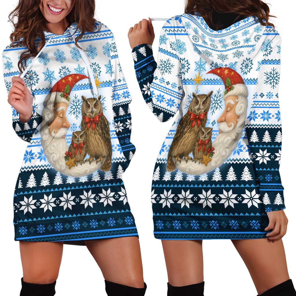 Owl Love Santa Moon Christmas Hoodie Dress Xmas Holiday Patterns - Wonder Print Shop