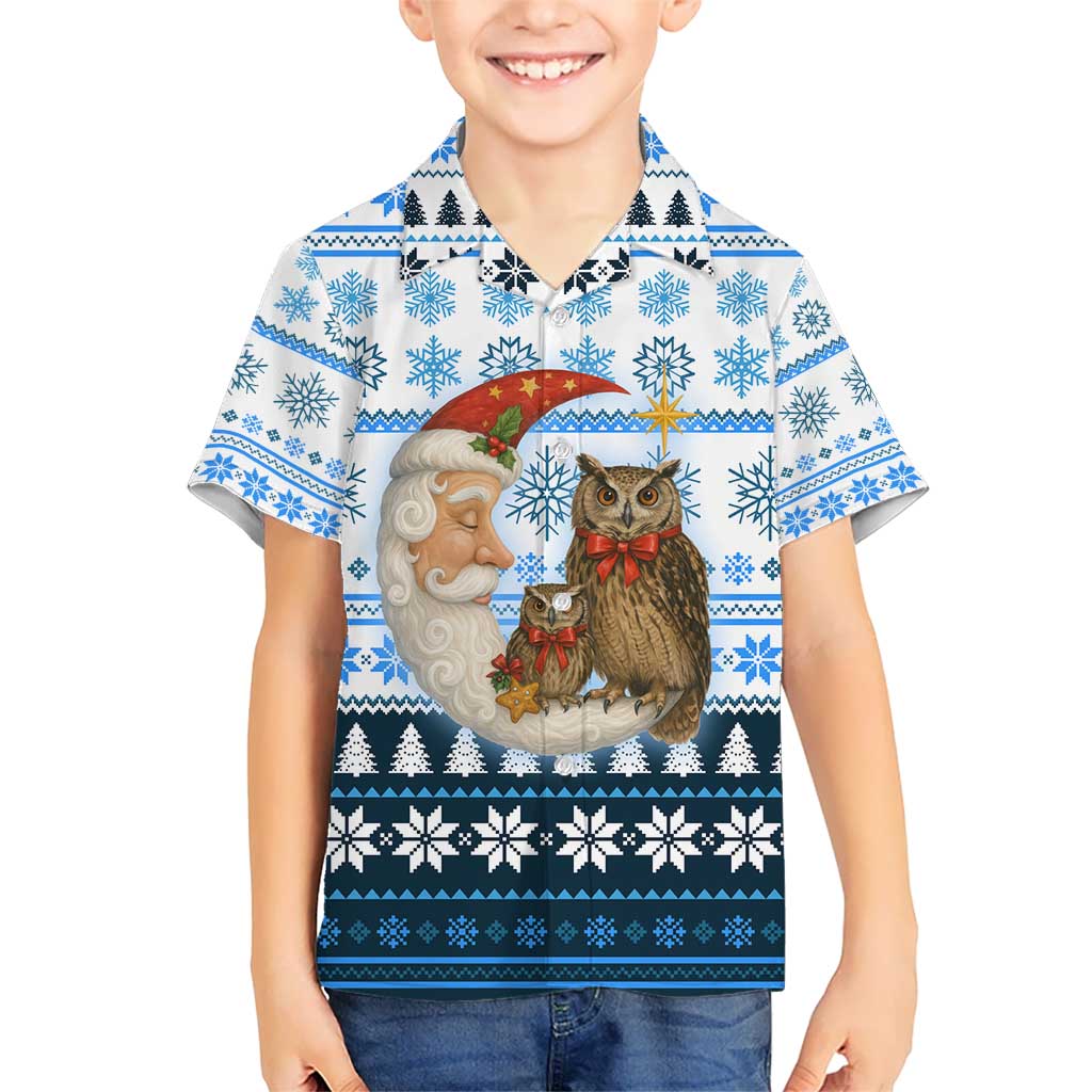 Owl Love Santa Moon Christmas Kid Hawaiian Shirt Xmas Holiday Patterns - Wonder Print Shop